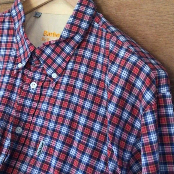 Barbour Men's Plaid Shirt in Red and Blue - Picture 4 of 14